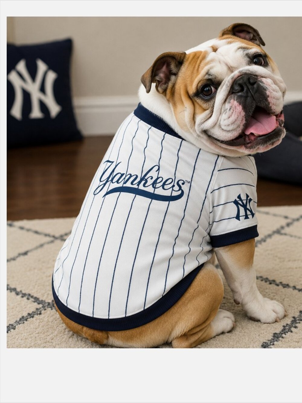 NWT New York Yankees Pet Jersey White/Navy Stripe Sz M